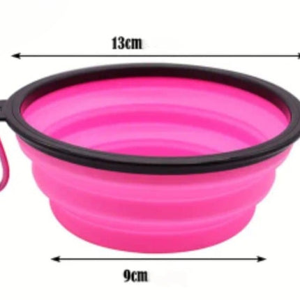 Ciotola in silicone pieghevole per cani e gatti portatile Rosa S