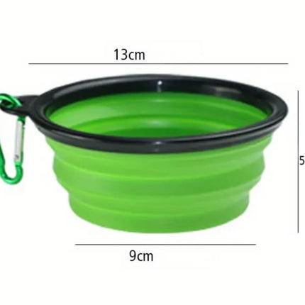 Ciotola in silicone pieghevole per cani e gatti portatile Verde S
