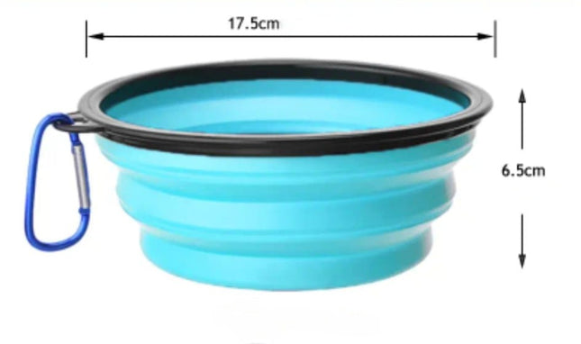 Ciotola in silicone pieghevole per cani e gatti portatile azzurra L