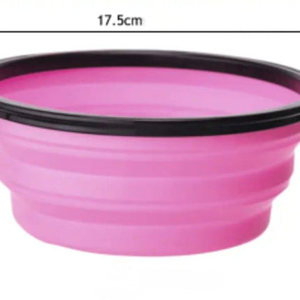Ciotola in silicone pieghevole per cani e gatti portatile Rosa L