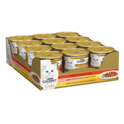 Gourmet Gold Multipack Dadini Manzo Salmone Pollo Fegato