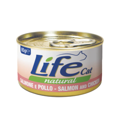 LifeCat Natural Salmone Pollo 85g umido per gatti