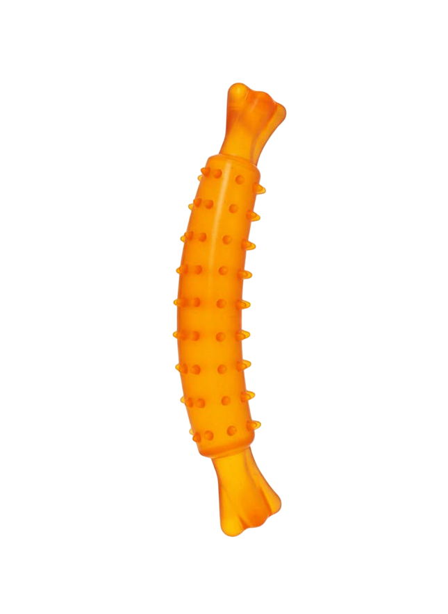 Salsiccia in Gomma con Rilievi per Cani Arancione