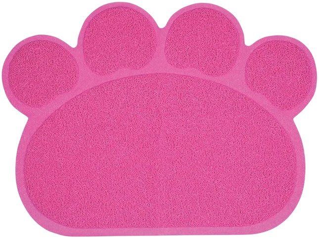 Tappetino Azzurro a Forma di Zampa per Ciotole Rosa